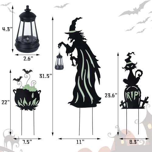 Prsildan Halloween Decorations Outdoor 3 Pack Metal Witch Yard Stakes - Image 3