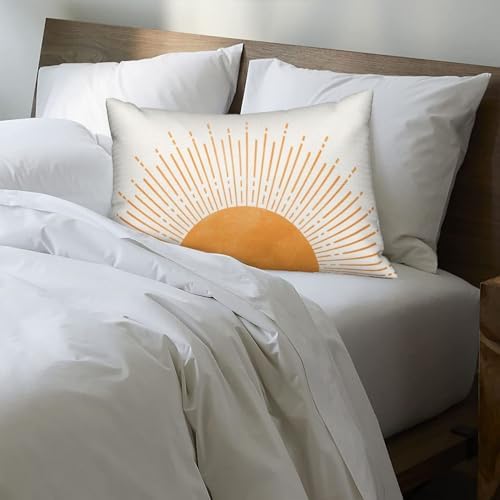 Summer Pillow Covers 12x20 Inch Set of 2, Yellow Sunshine Decorations Outdoor Throw Pillows Boho Summer Sunset Sun Pillowcase Linen Decor Farmhouse Lumbar Cushion Case for Couch Home Sofa - Image 6