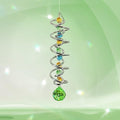 FONMY Gazing Ball Spiral Tail -Decorative Wind Spinner Sun Catcher Rainbow Maker Double-Spiral W/Green Crystal Ball and Chain Crystals for Indoor Outdoor Garden Decoration -14 inch Height by FONMY