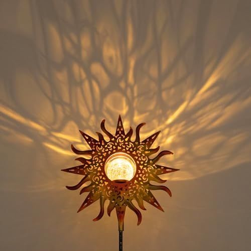 TAKE ME Sun Solar Lights Garden Outdoor Waterproof Metal Stakes for Patio Yard Walkway LawnPatio Mothers Day Gifts Mom Wife Grandma (Red Sun) - Image 3