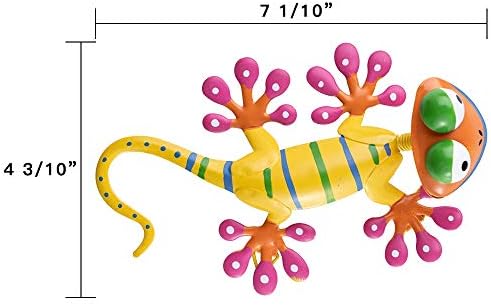 hogardeck Metal Gecko Outdoor Wall Decor, 4 Pack Lizard Art Garden Sculptures & Statues with Shaking Head Spring Decor for Front Yard Fence Patio - Image 2