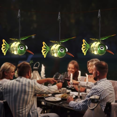 2 Pack Hummingbird Solar Hanging Lantern Outdoor Garden Decor - Image 2