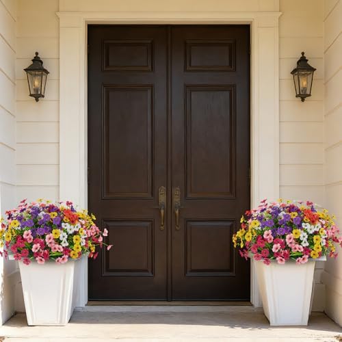 24 Bundles Lifelike Outdoor Artificial Flowers, UV Protected No Fade Fake Silk Plants for Spring Summer, Realistic Faux Flowers for Garden Porch Patio Decorations (6 Color Mix) - Image 6