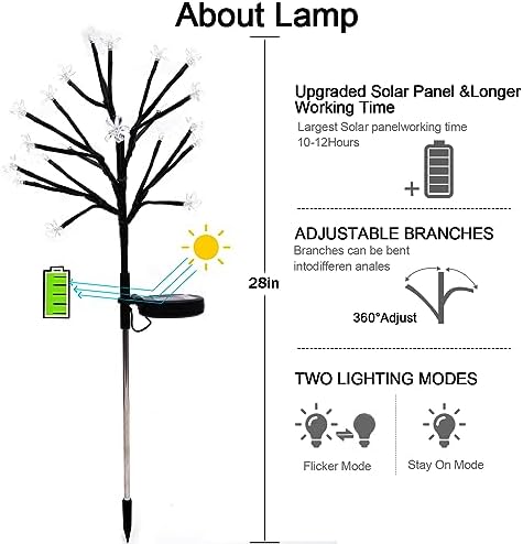 2 Pack Solar Lights Outdoor Waterproof, Garden Lights Solar Flowers - Image 4