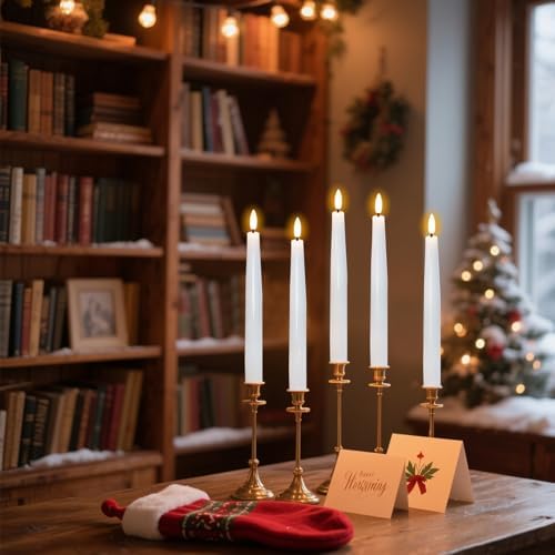 Wondise Real Wax Rechargeable Flameless Taper Candles White - Image 7