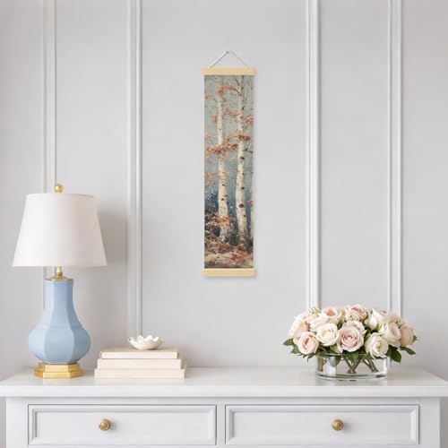 Birch Tree Porch Decor Banner, 31.5 x 7.8 Inch Canvas Hanging Banner with Wooden Rods, Autumn Forest Landscape Wall Accent for Cabin Entryway, Patio, Indoor Outdoor Display - Image 5