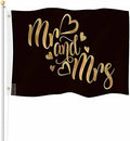 Yekiua Mr And Mrs Flag 3X5 Gold Glitter Romantic Lettering UV Fade Resistant Vivid Color - Canvas Header Double Stitched Flag With Brass Grommets Black by Yekiua