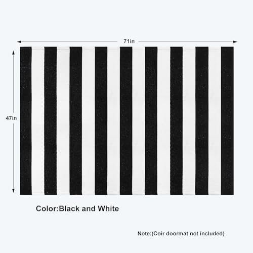 KIMODE Black and White Buffalo Plaid Outdoor Rug Fall Patio Floor Carpet - Image 2