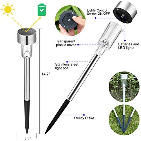 SOLPEX Solar Garden Lights Outdoor, 6 Color 12 Pack Stainless Steel Led Pathway Lights,Halloween/Christmas Solar Decorative，Christmas Decor for Patio, Lawn, Yard,Landscape and Walkway - Image 7