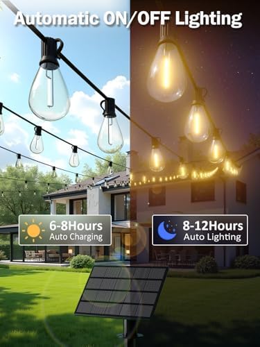 200FT Solar String Lights Outdoor, Dimmable Patio Lights Solar Powered with Remote & USB Port 72+2 LED Shatterproof Bulbs 3 Light Modes, Waterproof Solar Light for Camping Backyard Garden - Image 4