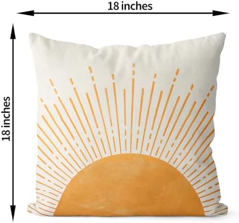 Summer Pillow Covers 18x18 Inch Set of 2, Yellow Sunshine Decorations Outdoor Throw Pillows Boho Summer Sun Sunrise Pillowcase Linen Decor Cute Modern Farmhouse Cushion Case for Home Bedroom - Image 6