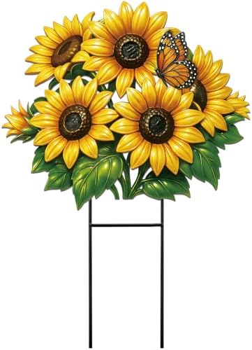 Amyhill 20 Inch Summer Sunflower Metal Outdoor Decor Garden Stake by Amyhill