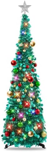N&T NIETING Pop Up Christmas Tree with Lights & Ornaments, 5FT, Dark Green by NTNIETING