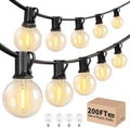 LACHON Outdoor String Lights Waterproof 200 FT with 100 G40 IP65 Bulbs by LACHON