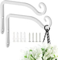 FEED GARDEN Hand-Forged Hanging Plant Bracket Iron Wall Hook for Hanging Plant,Bird Feeders, Wind Chimes, Flower Baskets, Lanterns, Yoga Mat, Indoor/Outdoor Use 6 Inch 2 Pack, White by FEEDGARDEN
