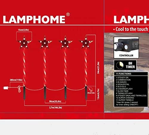 LAMPHOME 8 Pack 64LED Twinkle Star Pathway Lights - Outdoor, Garden Pathway Markers, Set-of-8 Stick Lights for Christmas Garden Decor - Image 5