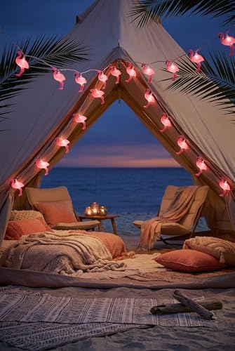 8.5Ft Summer Themed Tropical Beach Lights, 10L Pink Flamingo String Lights - Image 6
