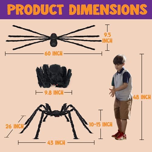 JOYIN Halloween Outdoor Decorations Giant Spider, 5 Ft Large Spider for Yard Lawn Garden Patio Scary Halloween Outside Decor, Indoor Haunted House Prop and Home Party Decor, Black - Image 2