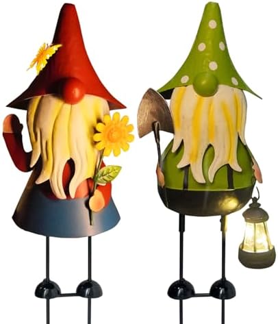 HONGLAND Solar Gnomes Garden Statue -18 Inch Gnomes Outdoor Decorations for Outside with Solar Lantern -Outdoor Figurine Lights for Patio Yard Lawn Porch by HONGLAND