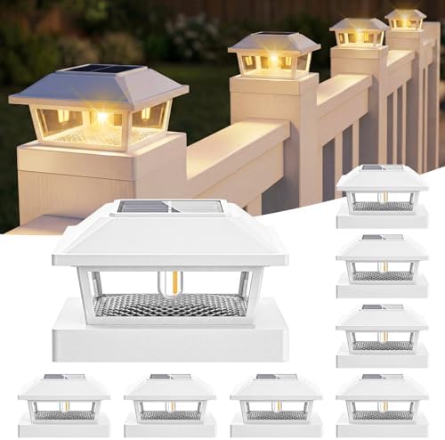 btfarm 4x4 Solar Post Cap Lights, 8 Pack Fence Deck Post Lights, White by btfarmdecorativelighting