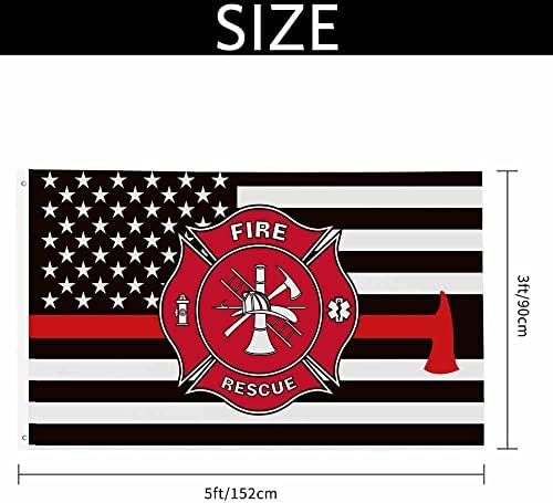 Yekiua Firefighter Flag 3X5 Outdoor Fire Department Thin Red Line American Flag Cross Double Sided Flags All Weather Long Lasting With 2 Brass Grommets - Image 2