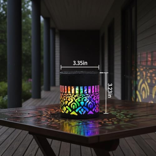 Lscsdf Seven-Color Changing Solar Mandala Projection Wall Light Decorative Solar Mandala Lights Outdoor Waterproof Metal Fence Lights for Yard Garden Post Patio Backyard Decor (4pcs) - Image 7