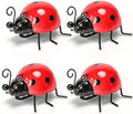 Cruis Cuka Metal Garden Decor for Outside Cute Ladybugs Yard Art Lawn Ornaments Wall Sculptures & Statues Outdoor Fence Decorations for Patio - Set of 4 by CruisCuka