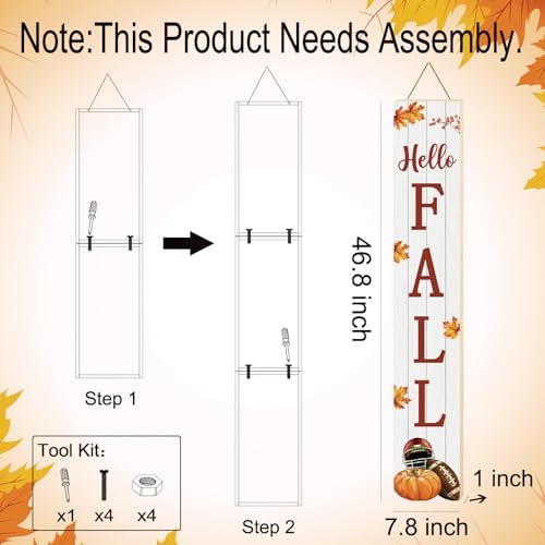 Fall Porch Decor Outdoor Autumn Thanksgiving Wooden Porch Sign 46.8 Inch - Image 2