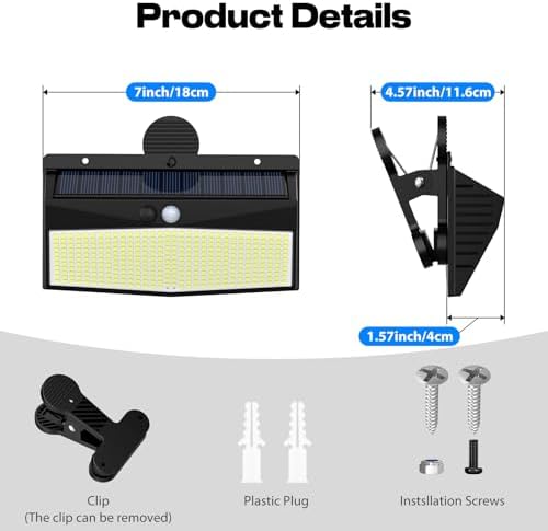 Peasur 368 LED Clip On Solar Motion Sensor Lights Outdoor with 3 Modes - Image 6