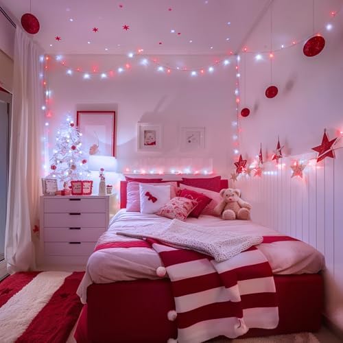 JMEXSUSS 400 LED Red and White Christmas Lights Outdoor with Remote - Image 2