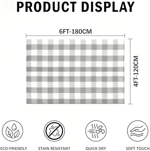 Buffalo Plaid Outdoor Rug 4x6 Ft Gray and White Checkered Area Rug Washable Indoor Outdoor Rugs for Entryway,Hallway, Kitchen, Living Room, Dining Room, Bedroom - Image 2