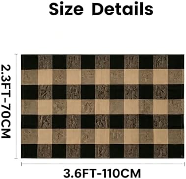 MUBIN Fall Decor Cotton Buffalo Plaid Rug, 27.5x43 Coffee Black Outdoor Rug Front Door Decorative Mat, Washable Doormat Foldable Area Rug Layered Door Mats Rug for Front Porch, Entryway, Patio - Image 2