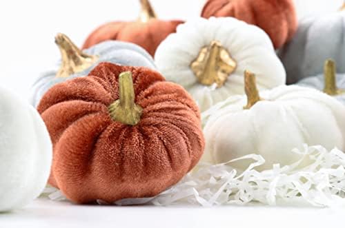 Thanksgiving Velvet Pumpkins, 18 PCS Fall Table Decorations for Home, Artificial Pumpkins Set for Fall Autumn Harvest, Thanksgiving, Wedding - Image 5