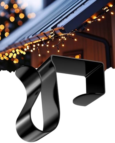 Gutter Clips for Hanging Outdoor Lights: 100 Pcs Metal Black Christmas Light Clips for outside String Lights - Weatherproof Gutter Clips for Xmas Halloween Seasonal Rope Mini Decoration Lights by %28ApeBest%29