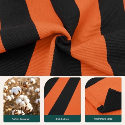 KOZYFLY Striped Rug 2x3 ft Orange and Black Halloween Woven Front Door Mat - Image 5