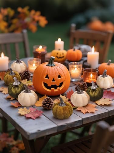 Coferset 12Pcs Velvet Mini Artificial Pumpkin Decor Set - Image 6