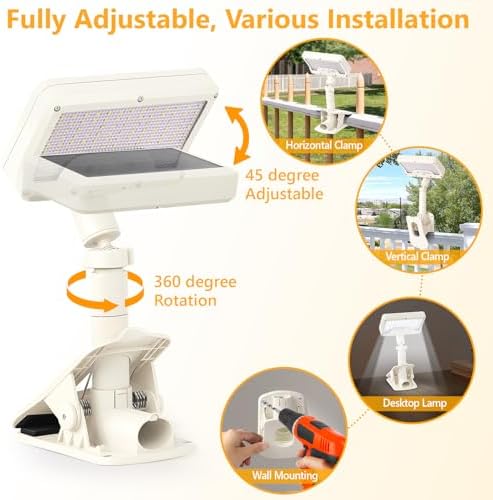Clip On Solar Motion Lights Outdoor,360°Rotatable Fence Lights(4Pack,6000K) - Image 2