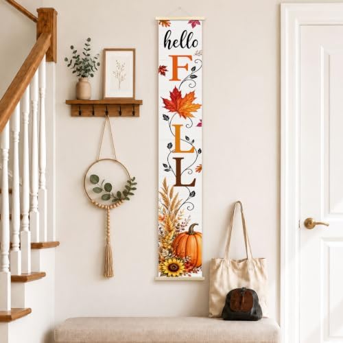 Hello Fall Pumpkin Porch Door Banner Wall Decorations 8x47 - Image 4