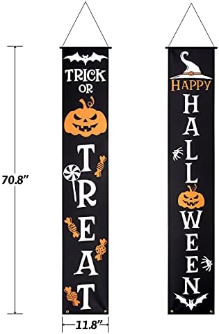 Halloween Outdoor Banners - Trick or Treat Decorative Hanging Banner for Front Door, Porch, Yard Sign & Indoor Home Wall Decor - Happy Halloween Party Supplies Welcome Signs - Image 2
