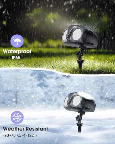 Double Head Christmas Snowflake Projector Light Outdoor, Outside Christmas Decorations Lights with Remote Control, Suitable for Indoor Garden Patio (L) - Image 2