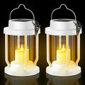 Solar Lantern Outdoor & Indoor Use – Hanging Solar Lights with Realistic Flickering Flameless Candle, Weatherproof for Gardens, Patios, Trees, and Lawns (White, 2 Pack) by Unknown