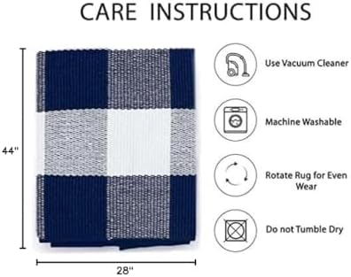 IOHOUZE 27.5x43 Buffalo Plaid Rug, Washable Outdoor Door Mat, Navy White - Image 2