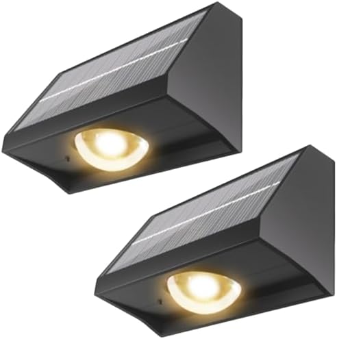 Solar Fence Lights Outdoor Waterproof Warm & Cool White & RGB（2 Pack Black） by SenLuKit