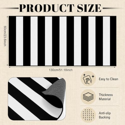Black White Striped Entryway Rug 2 x 4.3 Ft, Front Porch Area Mat - Image 2