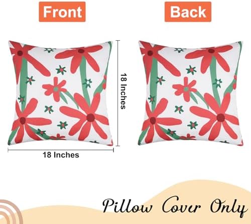 Pyonic Pack of 2 Outdoor Pillows Waterproof 18X18 Inch Spring Boho Floral Water Resistant Decorative Outdoor Pillow Covers for Patio Furniture,White - Image 3