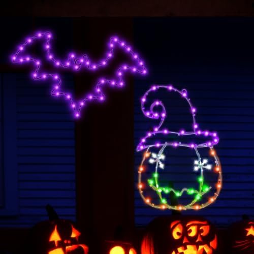 Halloween Window Lights, 2 Pack LED Waterproof Timer Indoor Decor by Bstge