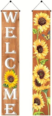 BlissYard Welcome Spring Summer Floral Porch Sign Sunflower Banner Door Sign Decorations Hanging Door Banner Spring Summer Decorations for Front Door Indoor Outside Home Yard Porch Wall Decor by BlissYard