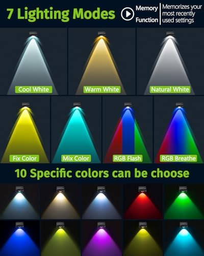 Solar Fence Lights Outdoor Waterproof High Brightness LED Spot Lens Deck Lights 7 Mode Warm & Cool White RGB Solar Powered Wall Light Decor for Christmas Outside Patio Step Backyard Rail - 12 Pack - Image 5