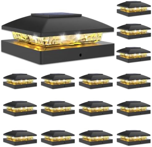 VOLISUN 20 Pack Black Solar Post Cap Lights Fit 4x4 Fence Deck Post by VOLISUN