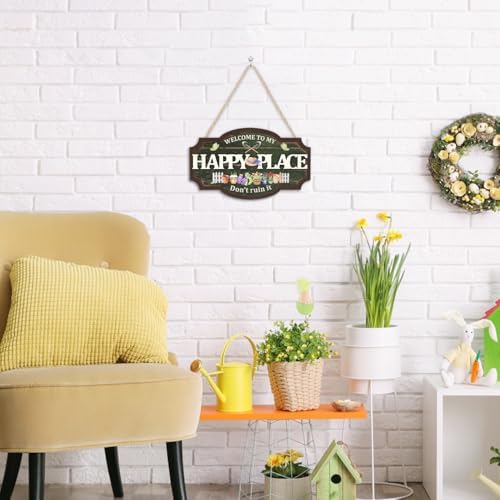HOURIA 3D Welcome to My Happy Place Don't Ruin it Sign for Patio Yard Garden Decor,Funny Garden Signs for Outside,Gardening Gifts for Gardeners Women Men,Plant Lover Gifts - Image 5